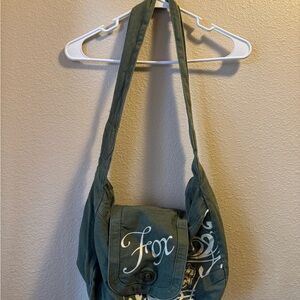 Fox Olive Shoulder Bag with White Accents